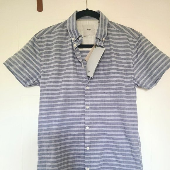 NWT Men's Minimum Blue Striped Button Down Collard Shirt - Size Small - Picture 5 of 7